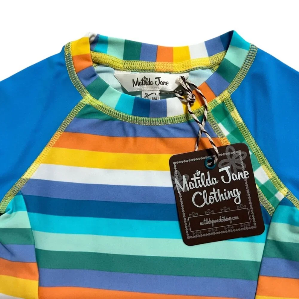 NEW Matilda Jane 12-18m or 8Y Let’s Go Together Undercover Swim Rashguard Stripe